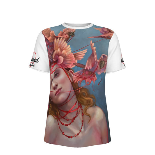 she fly printed short sleeved t-shirt